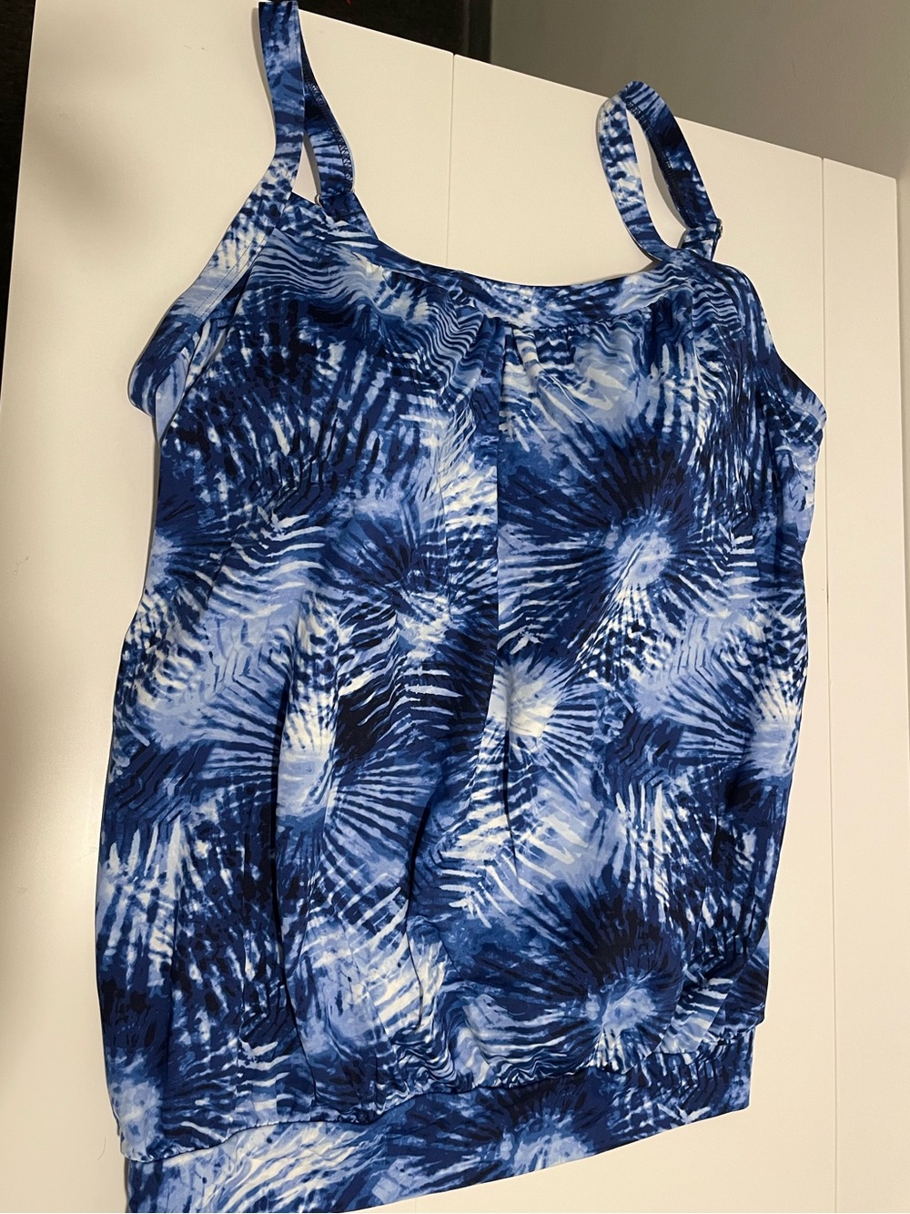 Lands' End Brand NWT Women's size 18 Mastectomy Tankini Top Blue Tie Dye